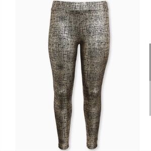 Torrid Metallic Gold Foil Crosshatch Leggings, 3 Plus, Cotton/Spandex, (2019)